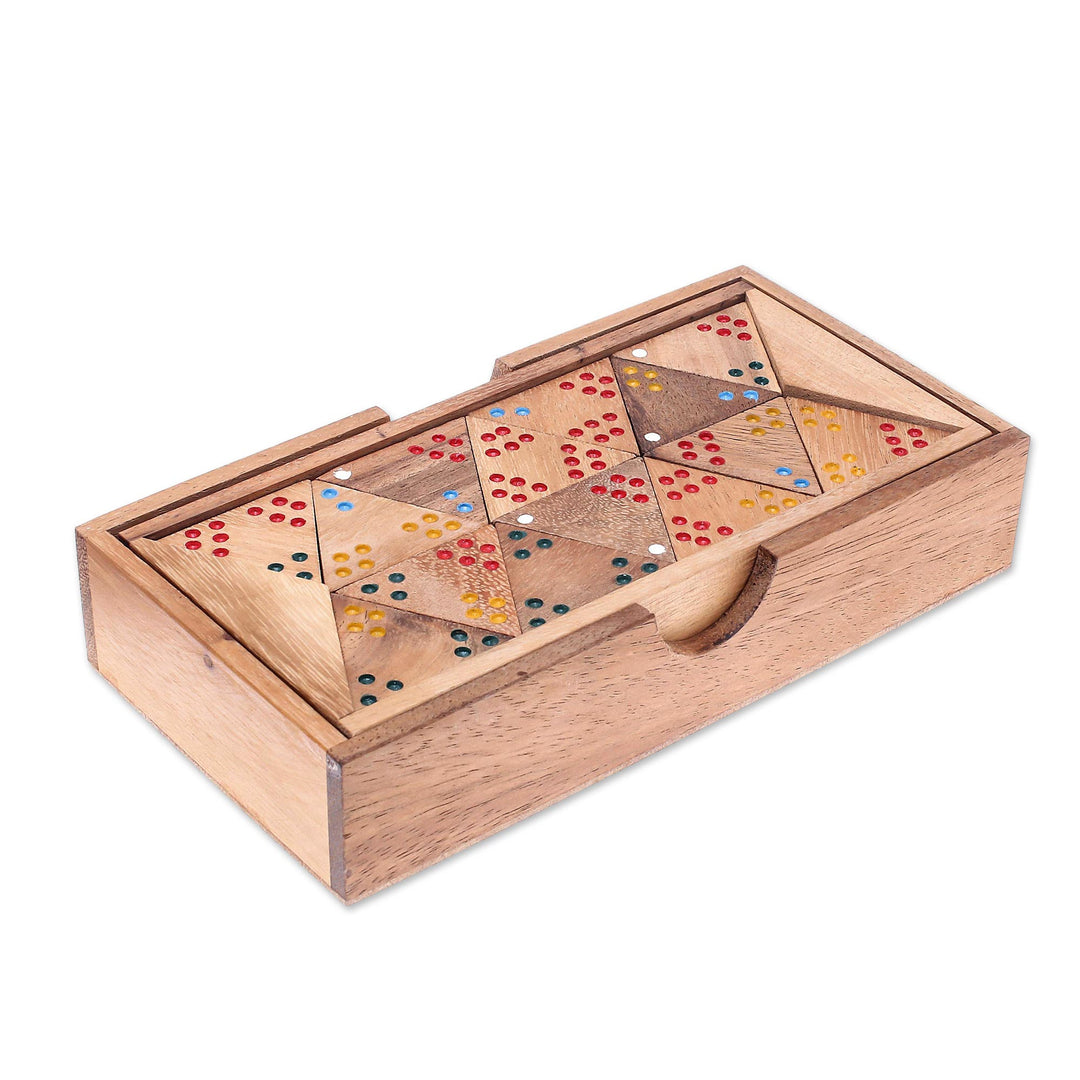 Wood 3-Sided Domino Set Crafted in Thailand - Triple Threat