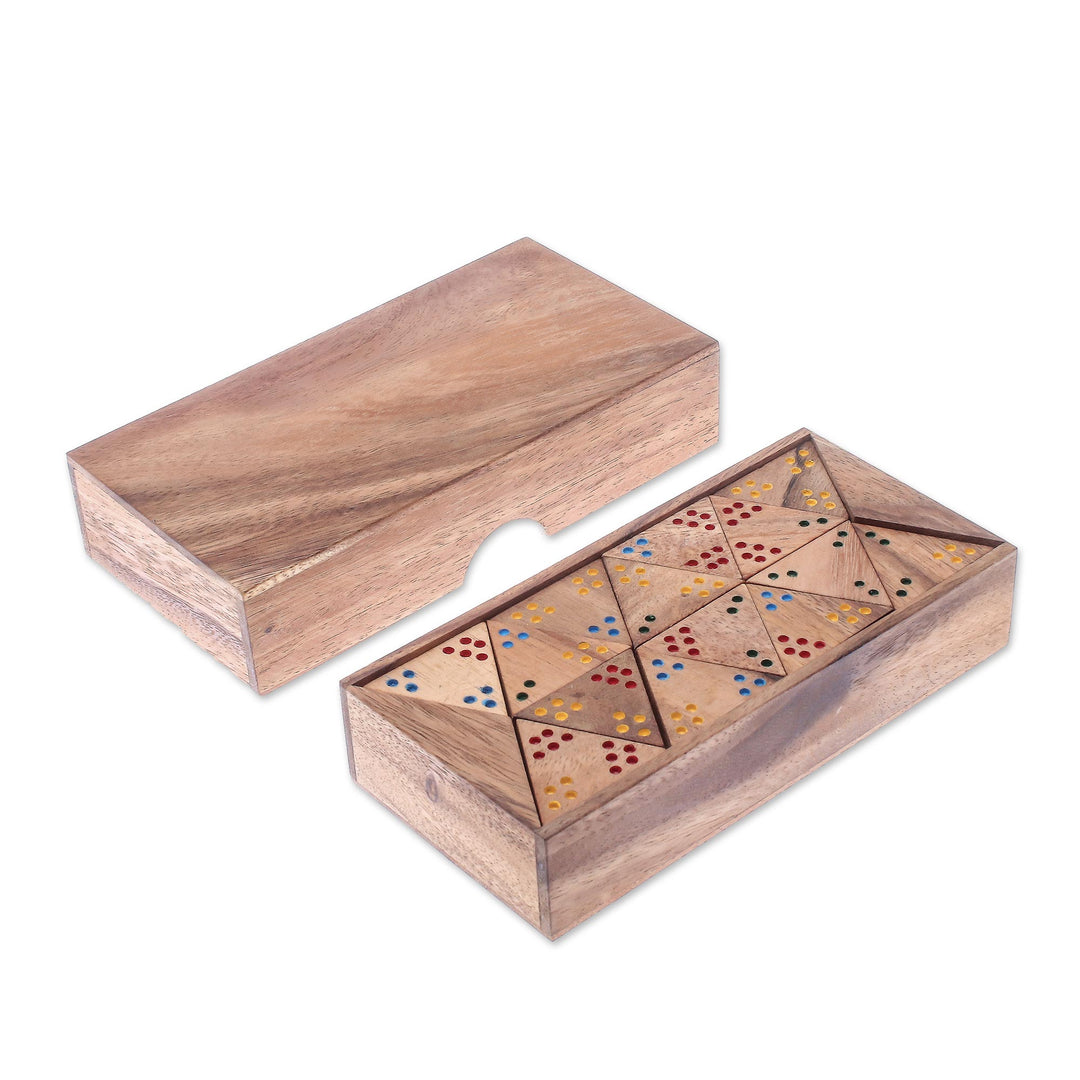 Wood 3-Sided Domino Set Crafted in Thailand - Triple Threat