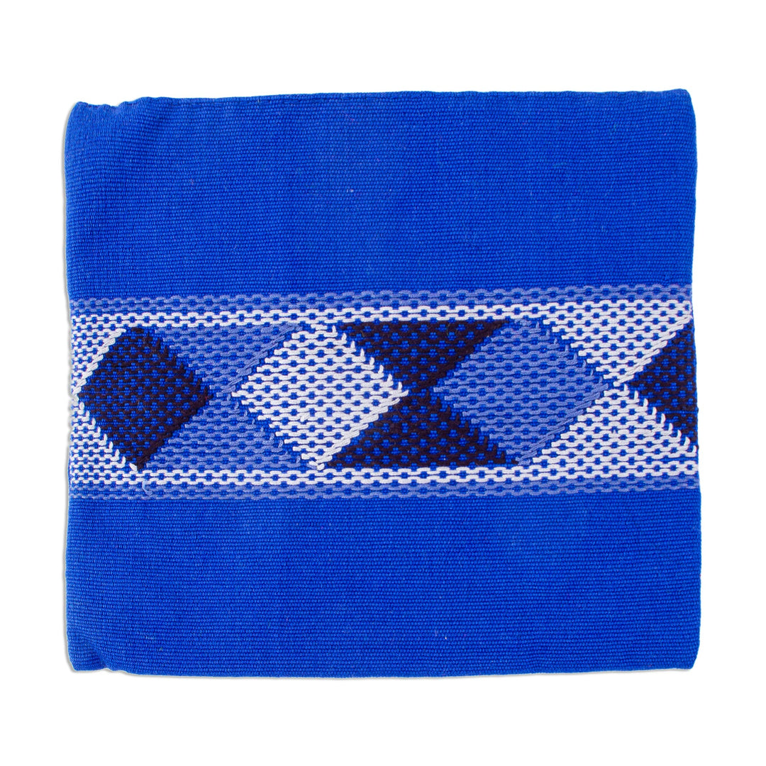 Handwoven Blue Cotton Tortilla Warmer from Mexico - Agua Azul