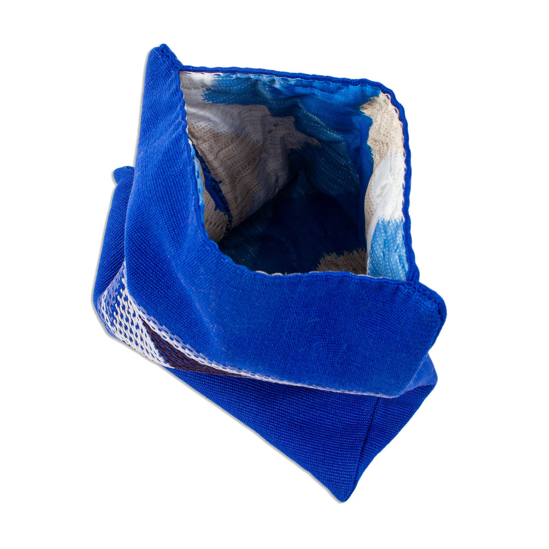 Handwoven Blue Cotton Tortilla Warmer from Mexico - Agua Azul