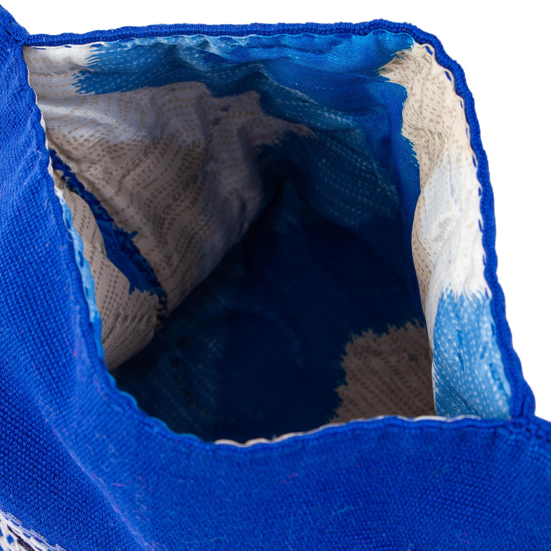 Handwoven Blue Cotton Tortilla Warmer from Mexico - Agua Azul