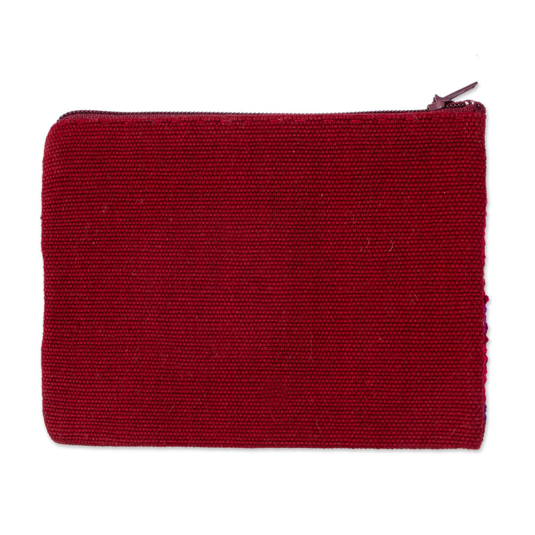 Handwoven Red and Purple Cotton Coin Purse from Mexico - Berry Diamonds