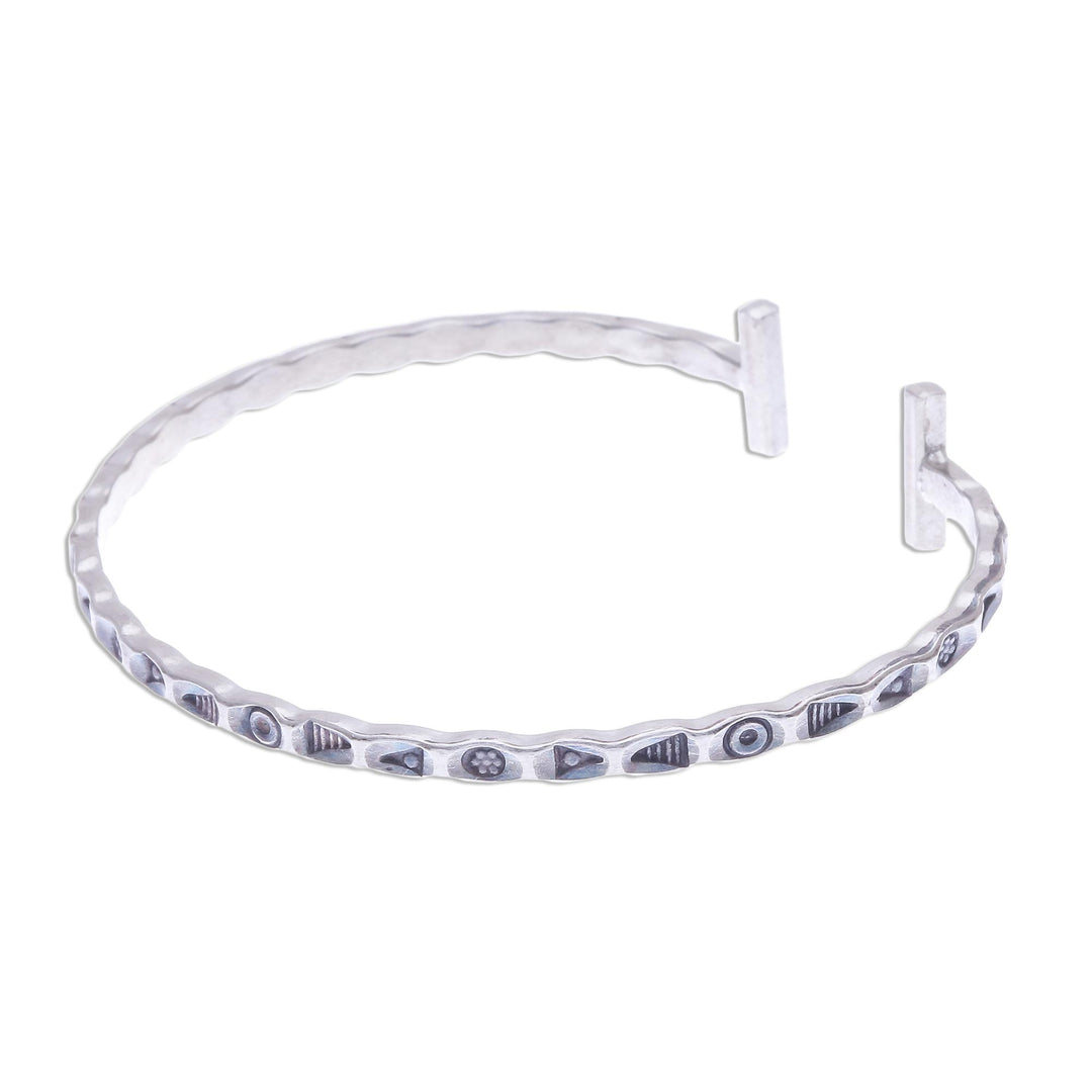 Slender Stamped Sterling Silver Cuff Bracelet - Karen Flavor