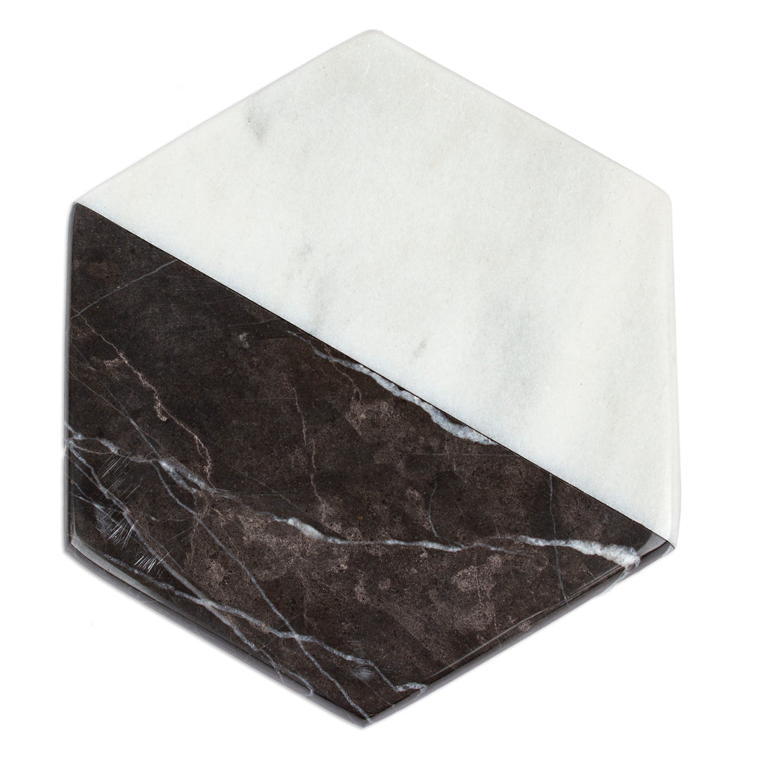 Artisan Crafted Marble Cheese Board in Black and White - Opposites Attract