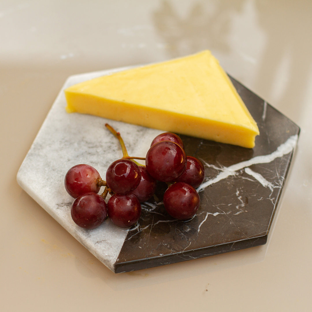Artisan Crafted Marble Cheese Board in Black and White - Opposites Attract