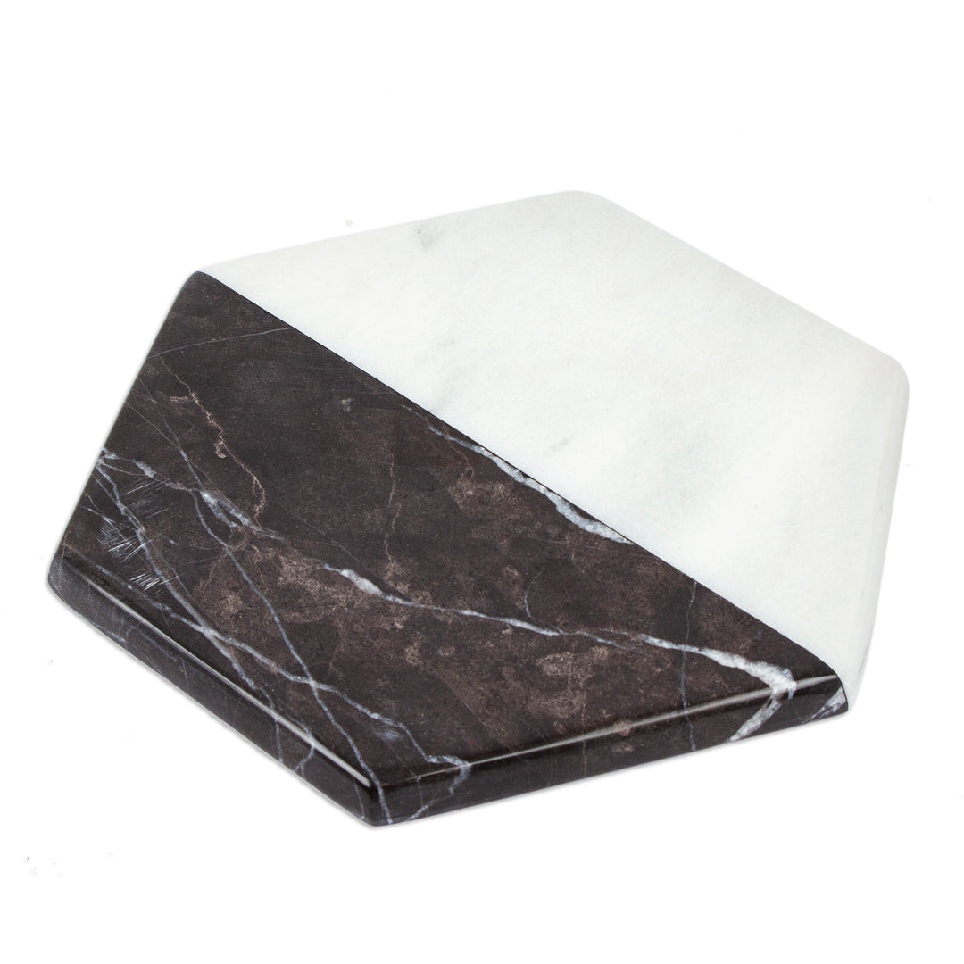 Artisan Crafted Marble Cheese Board in Black and White - Opposites Attract
