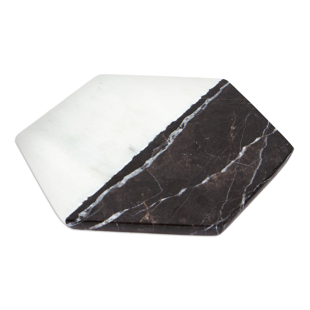 Artisan Crafted Marble Cheese Board in Black and White - Opposites Attract