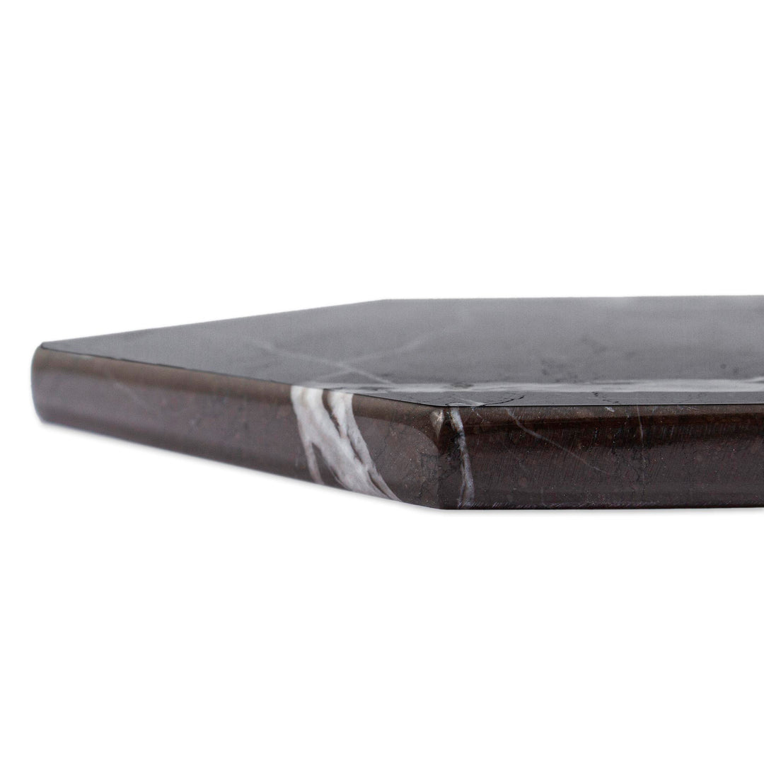 Black Marble Cheese or Chopping Board from Mexico - Hexagon in Black