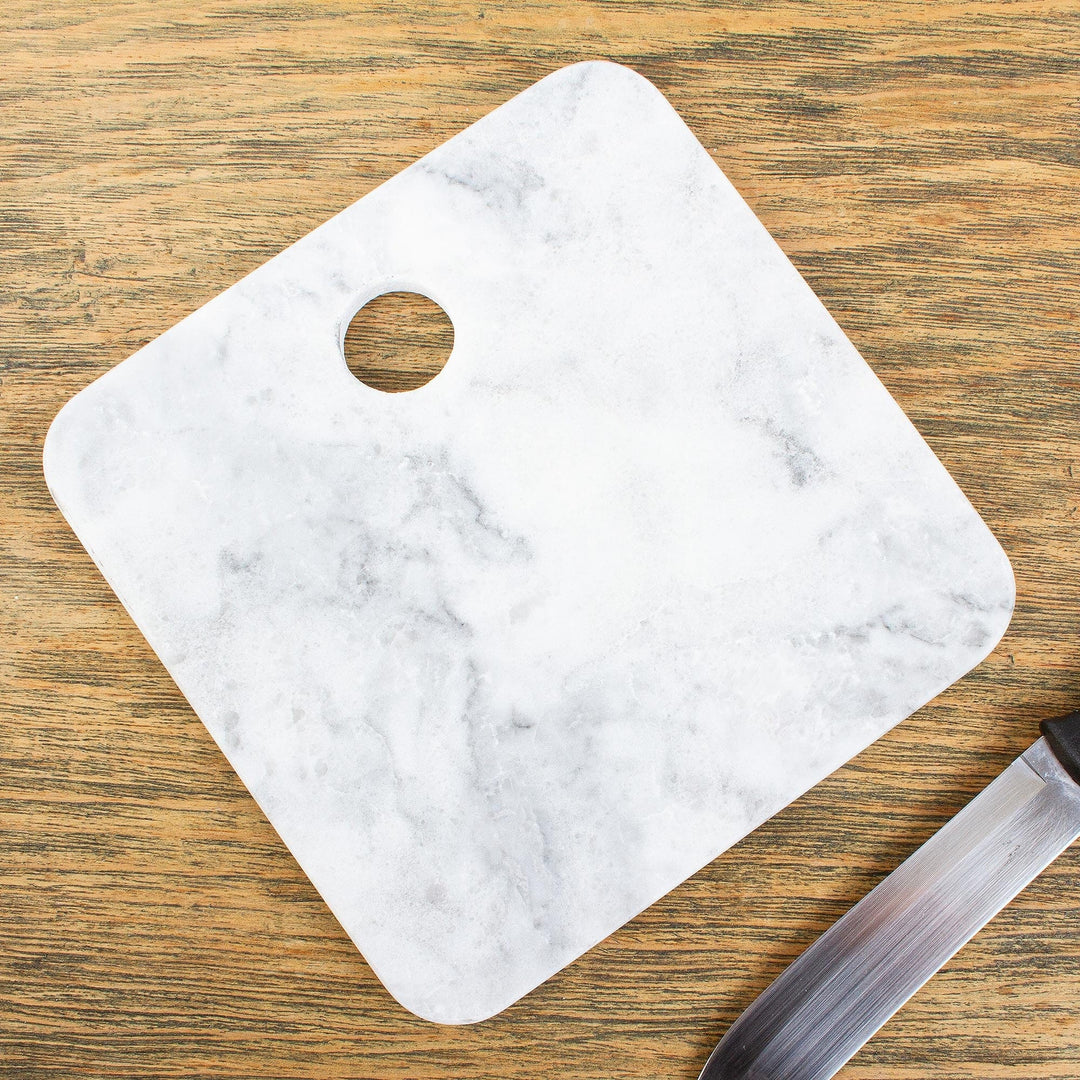 Small White Marble Cheese or Cutting Board from Mexico - Plateau in White