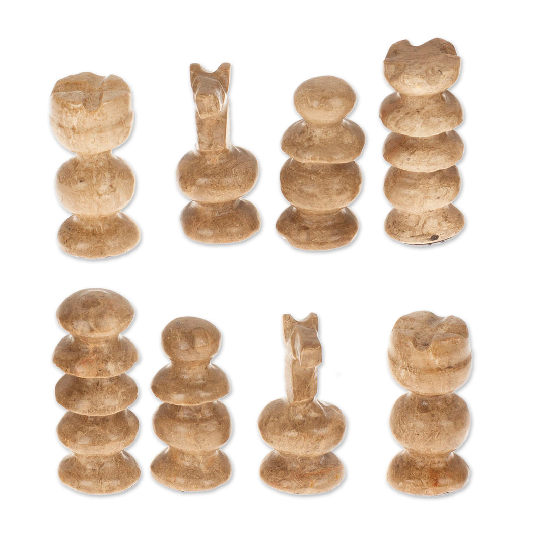 Onyx and Marble Mini Chess Set Handcrafted in Mexico - Coffee and Mocha