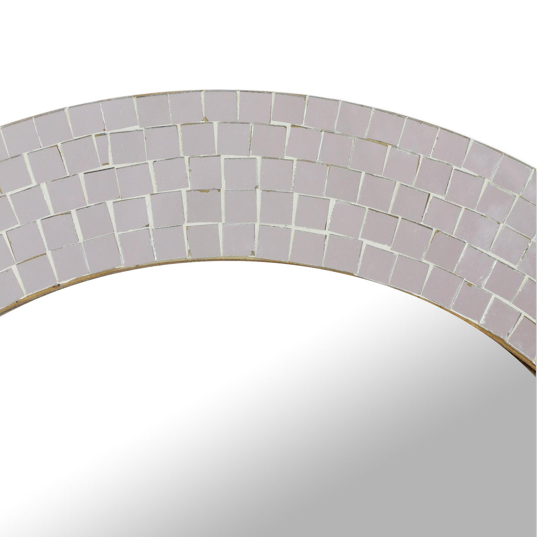 Indian Handmade Silver Glass Mosaic Wall Mirror - Silvery Glamour