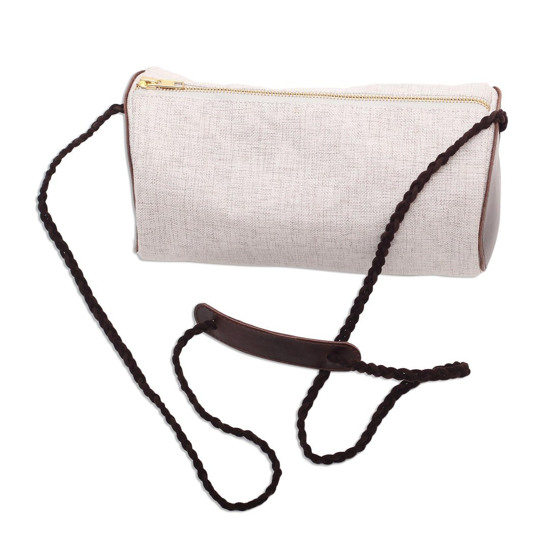 Barrel-Shaped Cotton and Leather Shoulder Bag - Java Barrel