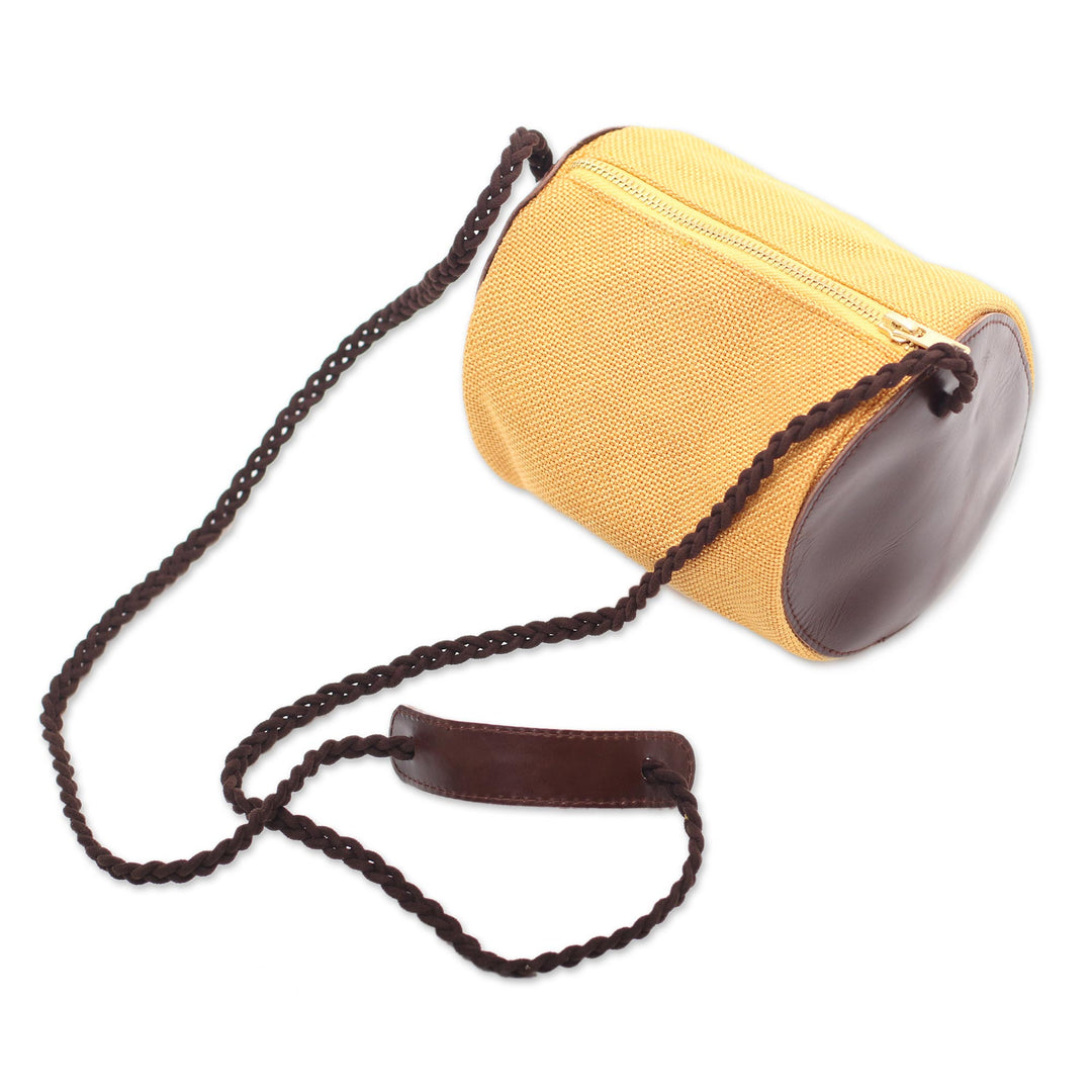 Small Javanese Cotton and Leather Sling Bag - Java Barrel