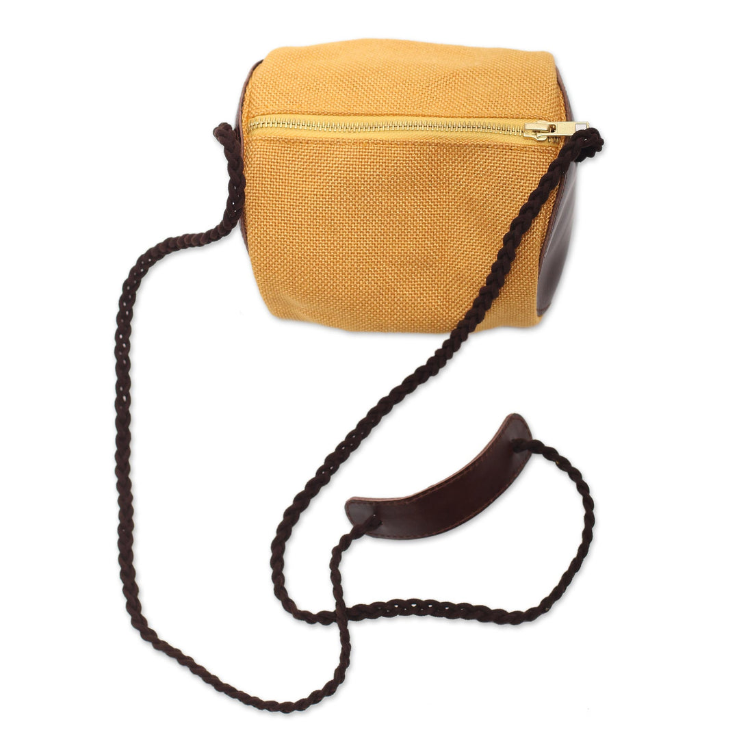Small Javanese Cotton and Leather Sling Bag - Java Barrel