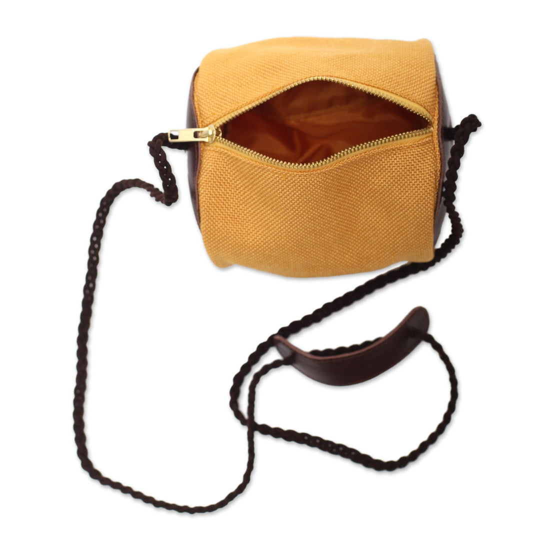 Small Javanese Cotton and Leather Sling Bag - Java Barrel