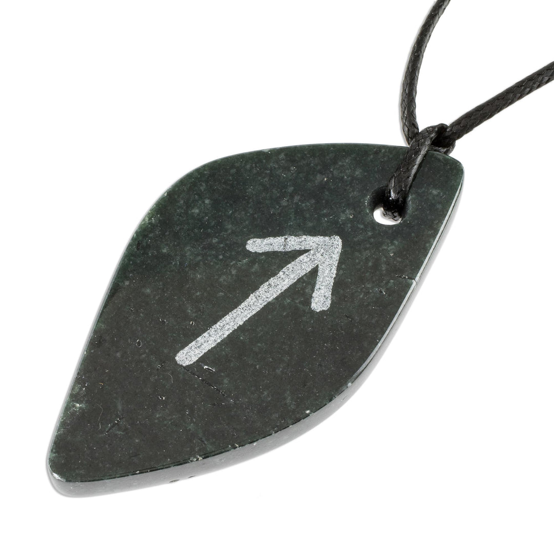Unisex Jade Pendant Necklace with Tiwaz Rune - Rune Tiwaz