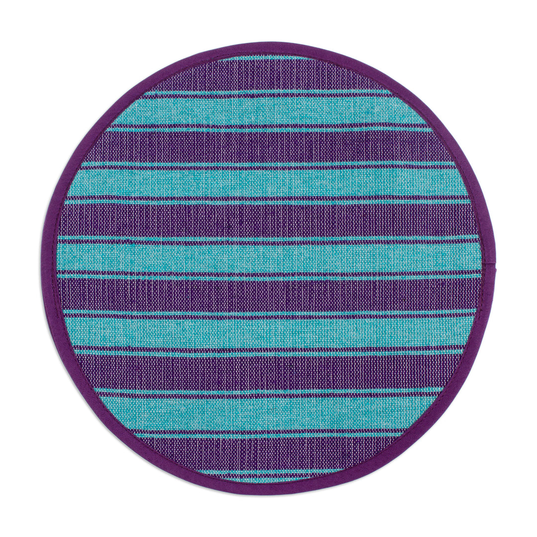 Backstrap Handwoven Mint and Blue Cotton Tortilla Warmer - Cool Harmony