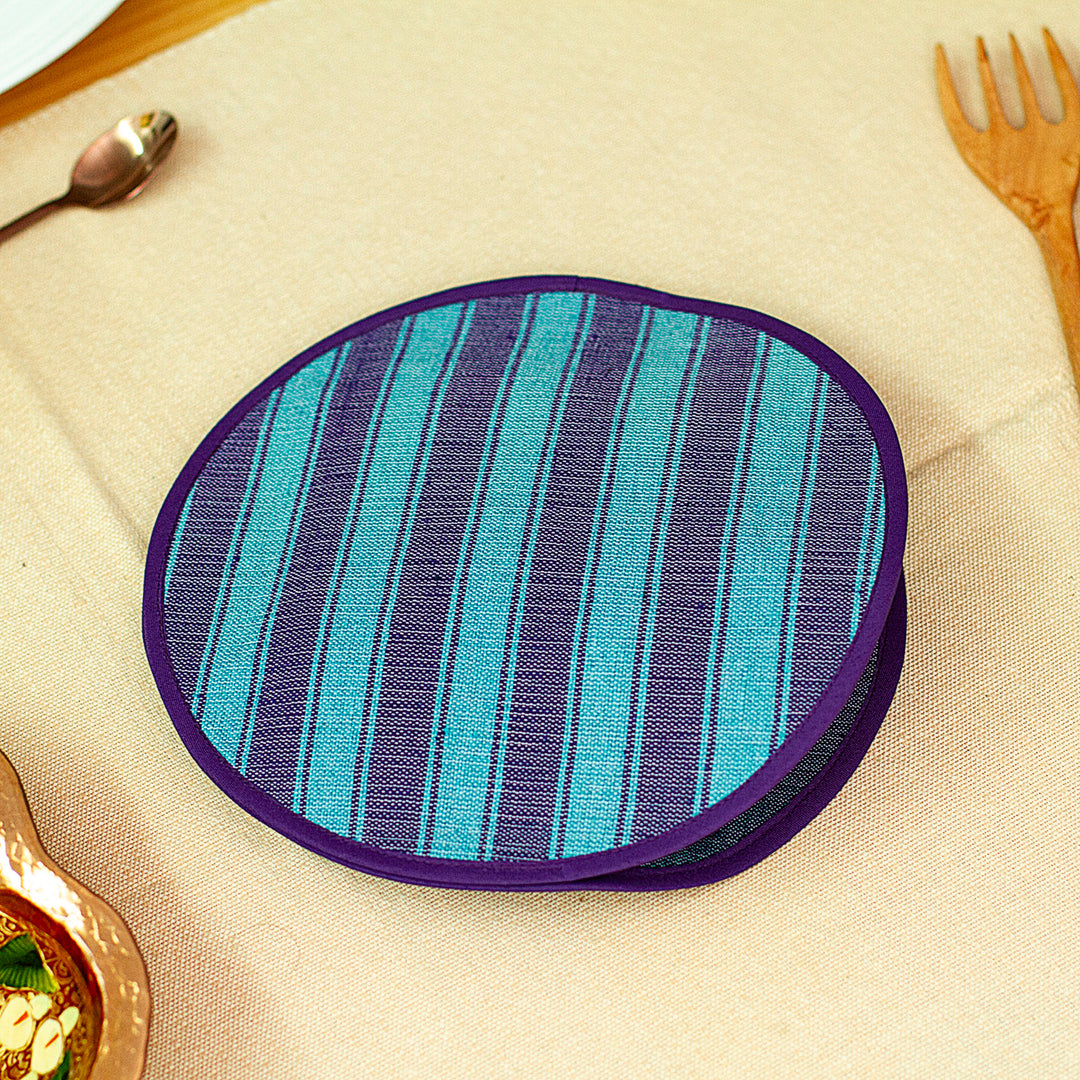 Backstrap Handwoven Mint and Blue Cotton Tortilla Warmer - Cool Harmony
