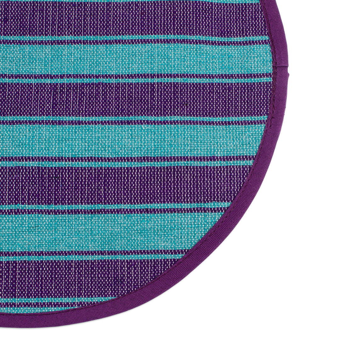 Backstrap Handwoven Mint and Blue Cotton Tortilla Warmer - Cool Harmony