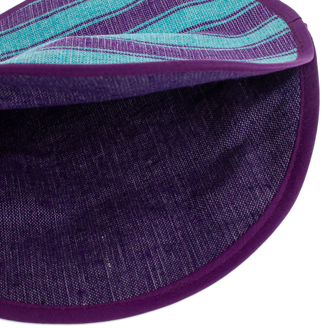 Backstrap Handwoven Mint and Blue Cotton Tortilla Warmer - Cool Harmony