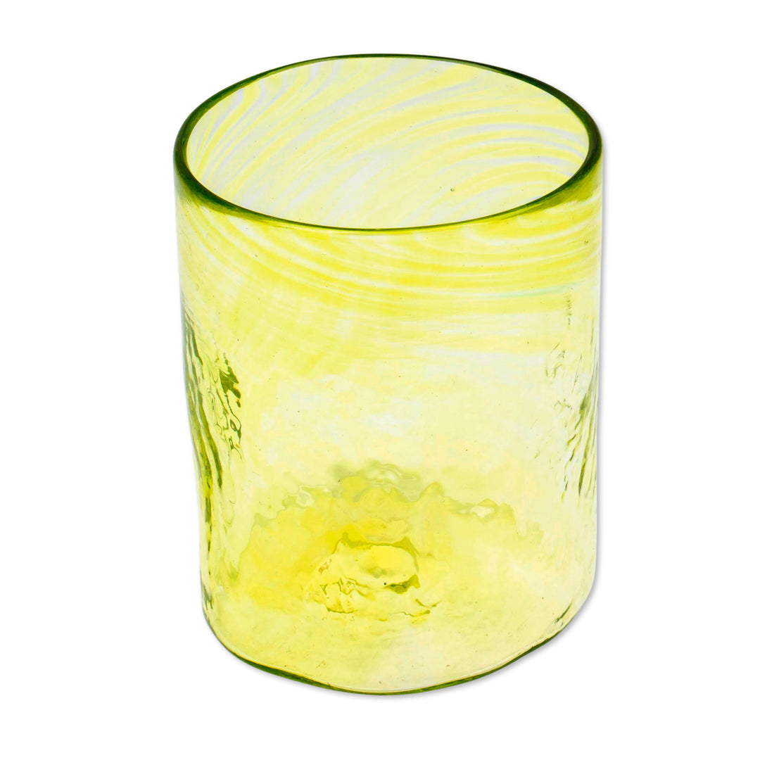 Handblown Golden Lime Recycled Glass 4-Piece Juice Glass Set - Golden Lime
