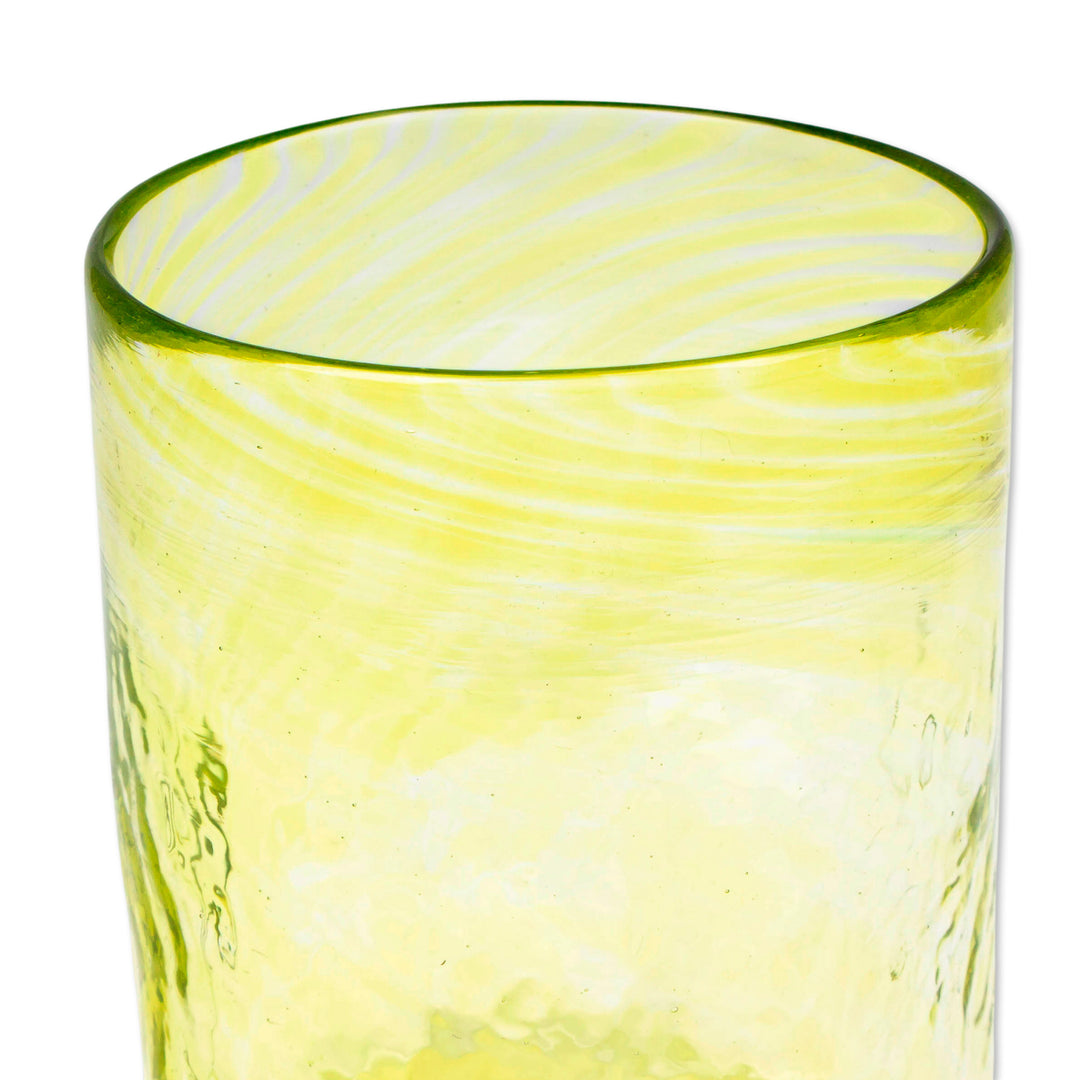 Handblown Golden Lime Recycled Glass 4-Piece Juice Glass Set - Golden Lime