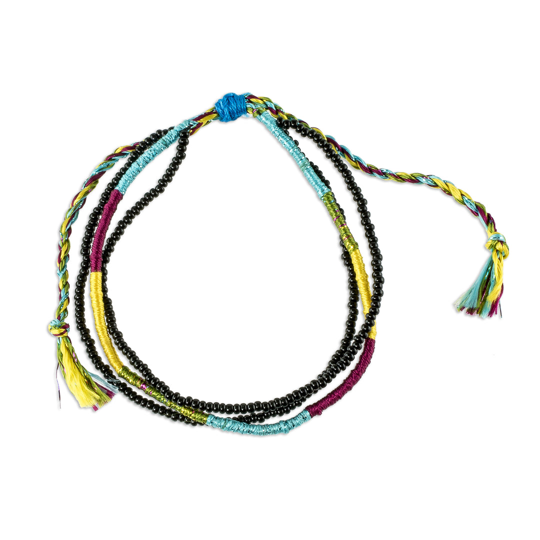 Adjustable Multicolored Beaded Wristband Bracelet - Alegria