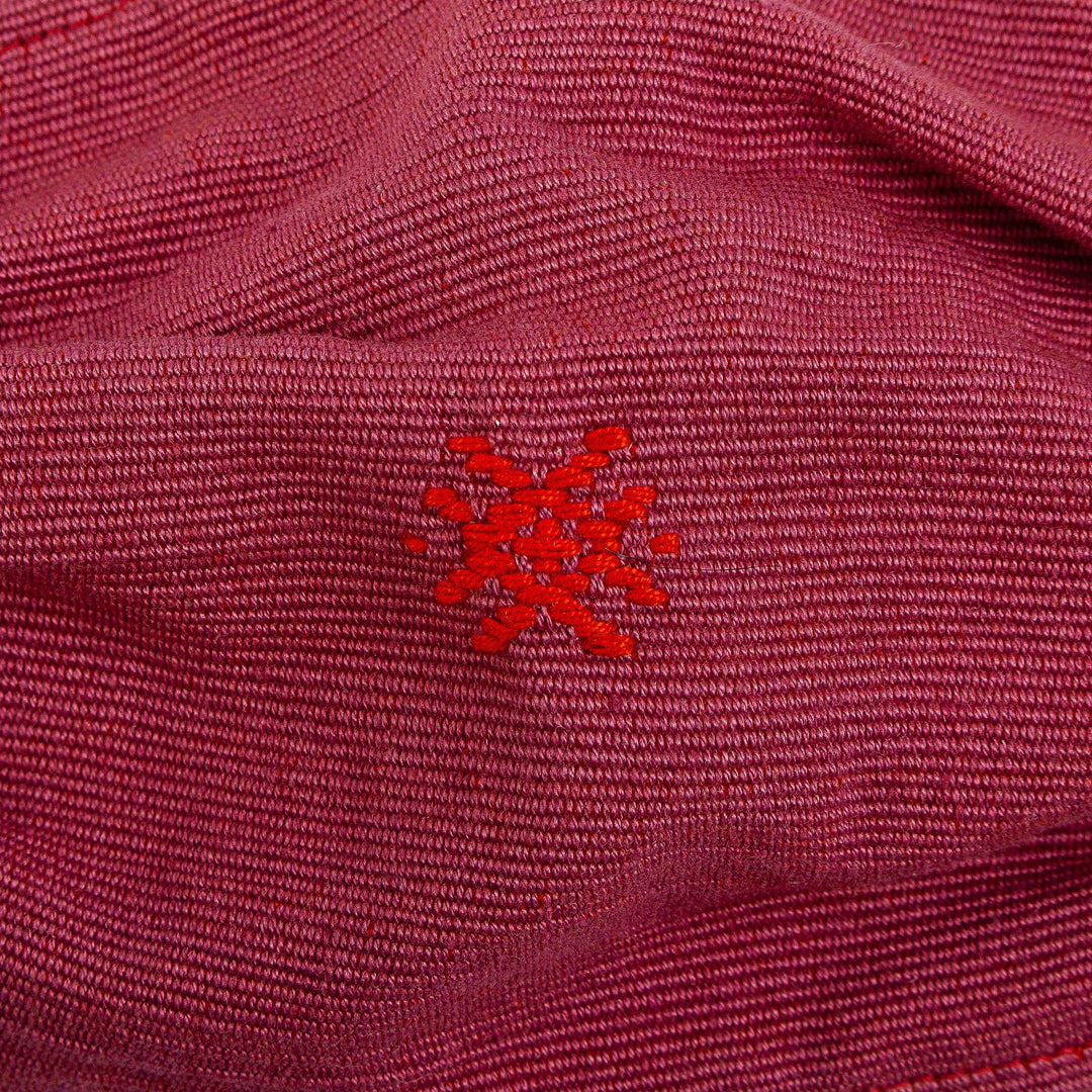 2 Handwoven Embroidered Burgundy Cotton Face Masks - Burgundy Berry