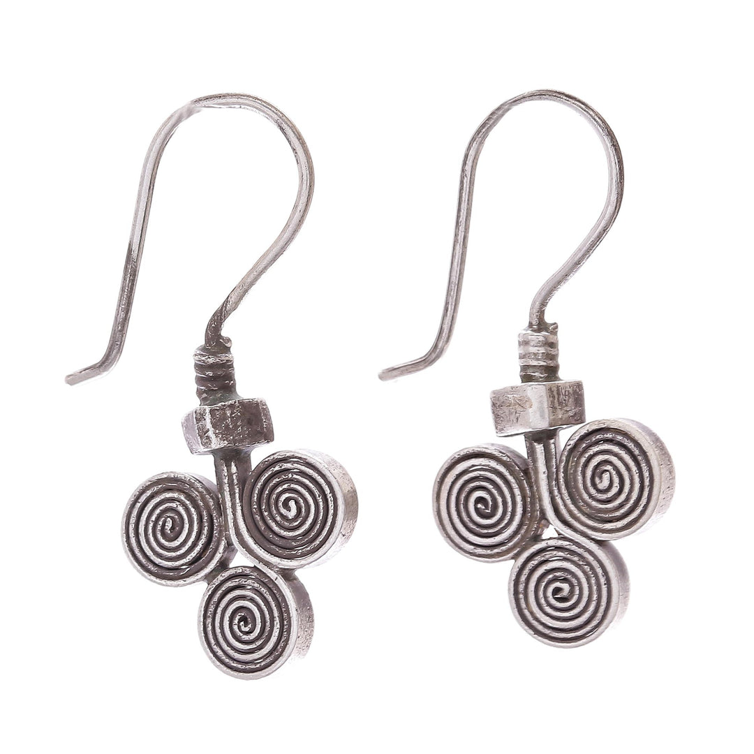 Oxidized 950 Silver Spiral Drop Earrings - Kariang Curls