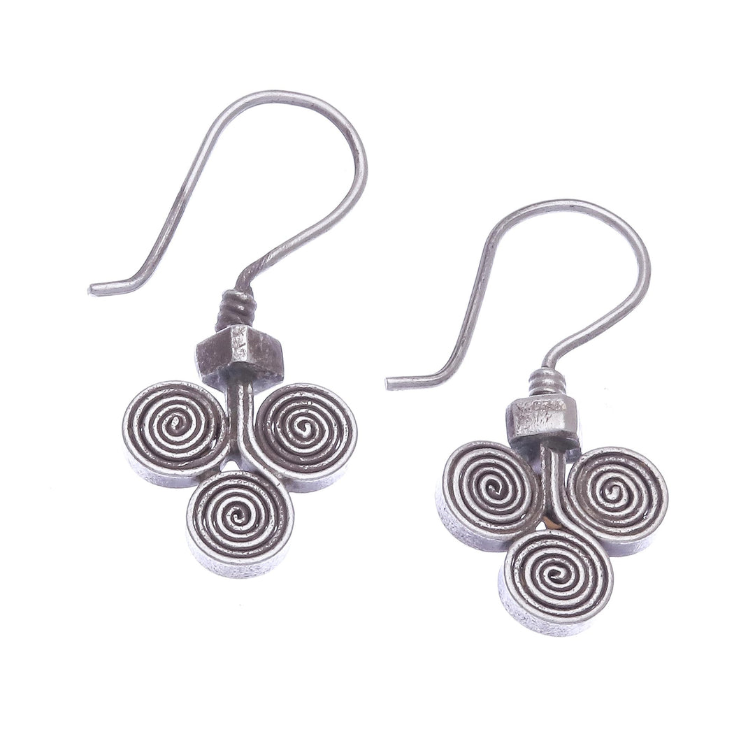 Oxidized 950 Silver Spiral Drop Earrings - Kariang Curls