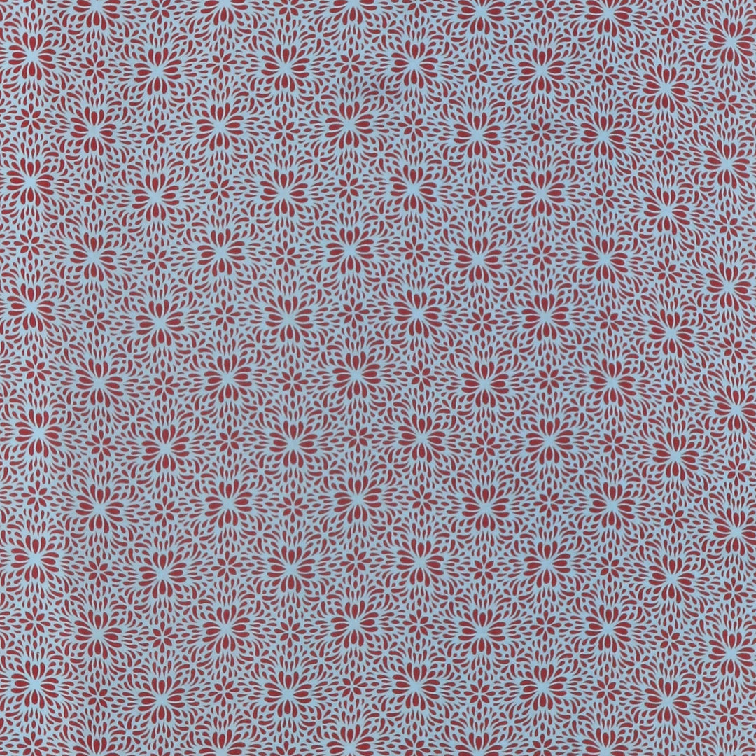 Aster Print Light Blue and Crimson Batik Shawl - Aster Blue