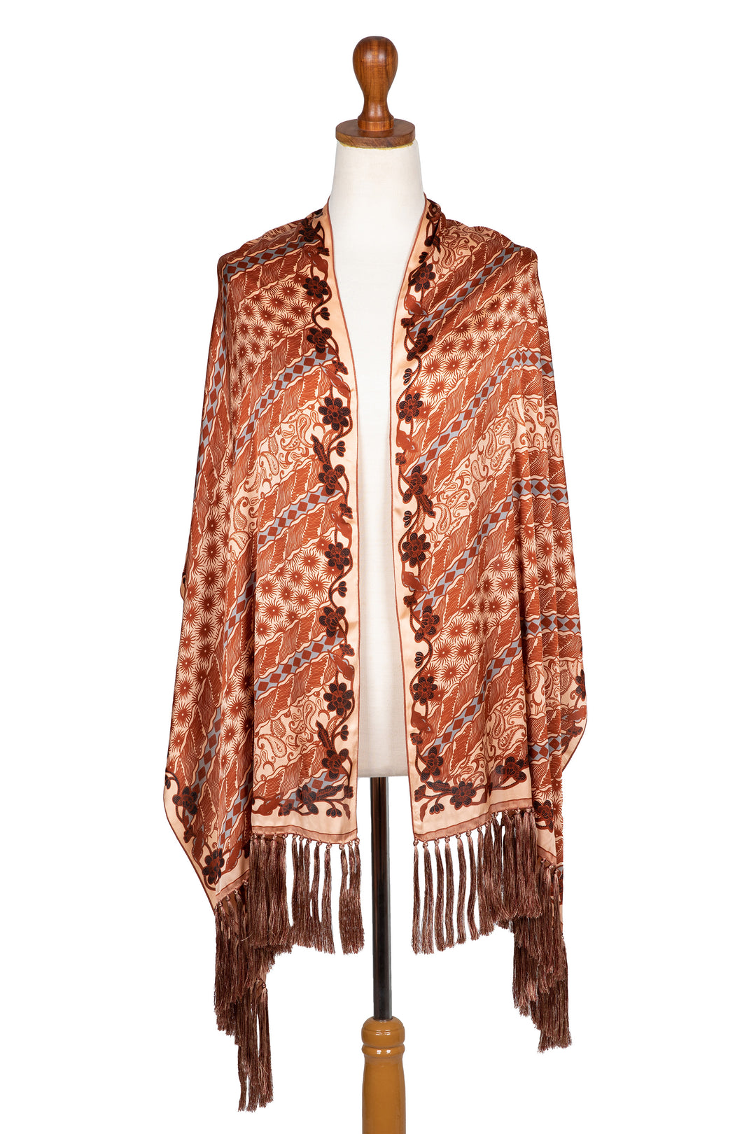 Hand Crafted Red Batik Silk Shawl and Gift Box - Lengko Scarlet