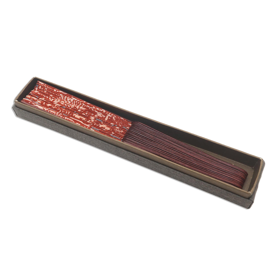 Scarlet Print Silk Batik Hand Fan from Bali - Lengko Scarlet