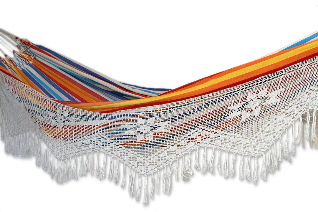Artisan Crafted Cotton Striped Hammock (Double) - Festive Brazil