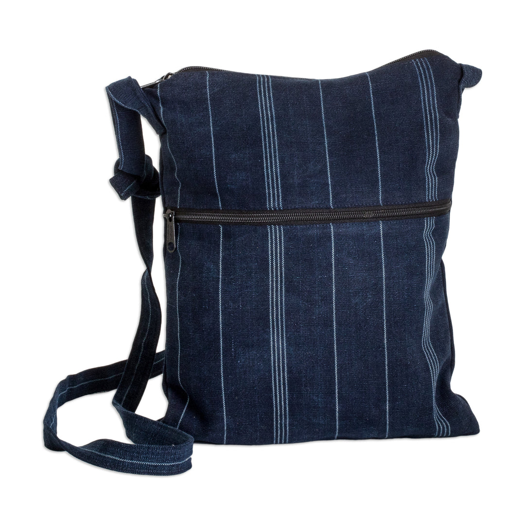 Hand Loomed Blue Cotton Shoulder Bag - San Antonio Blues