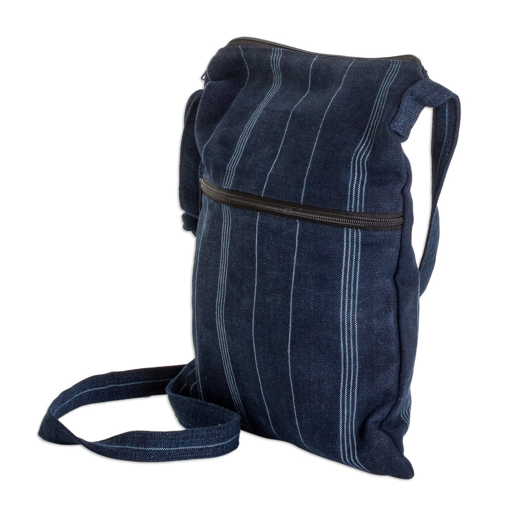 Hand Loomed Blue Cotton Shoulder Bag - San Antonio Blues