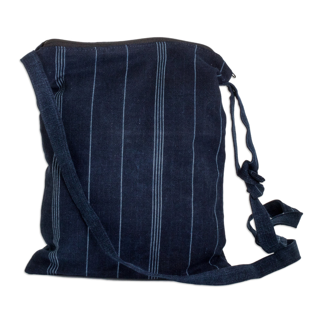 Hand Loomed Blue Cotton Shoulder Bag - San Antonio Blues