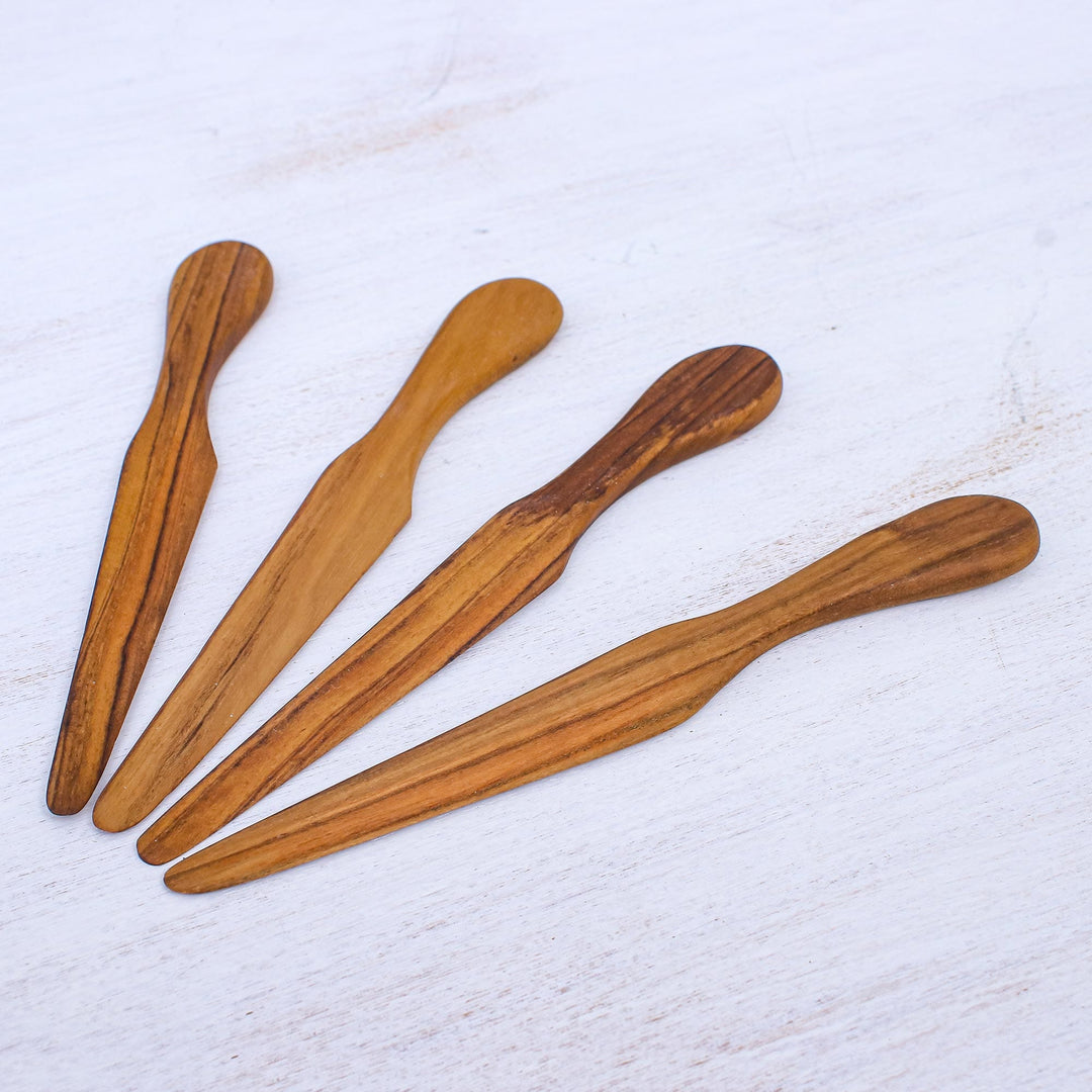 Hand Crafted Teak Wood Spreaders Made in Thailand (Set of 4) - Spread Joy