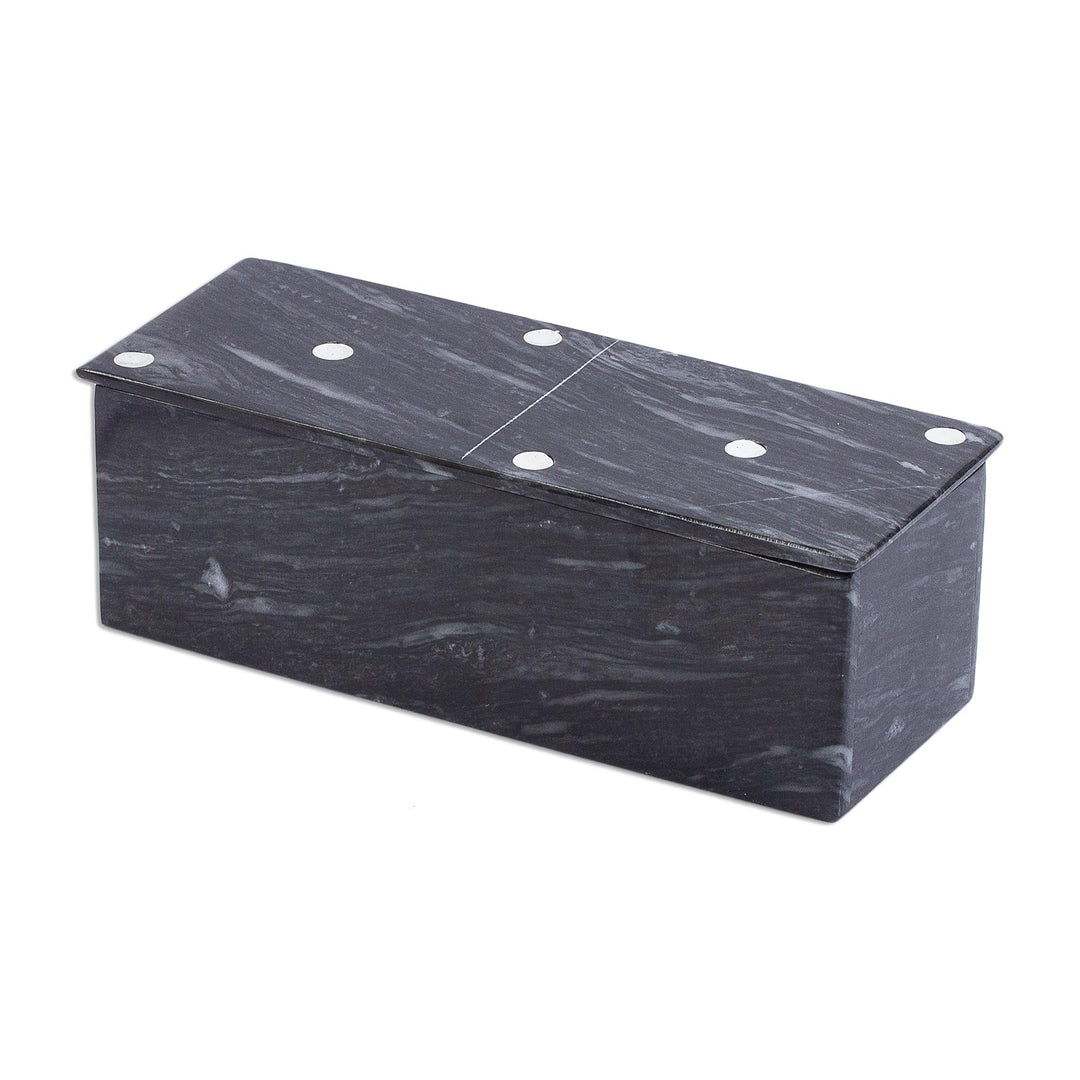 Dark Grey Marble Domino Set with Storage Box (9 Inch) - Fascinating Challenge