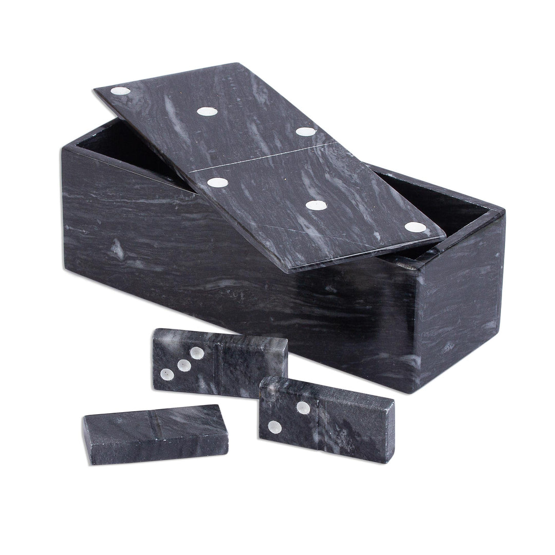Dark Grey Marble Domino Set with Storage Box (9 Inch) - Fascinating Challenge