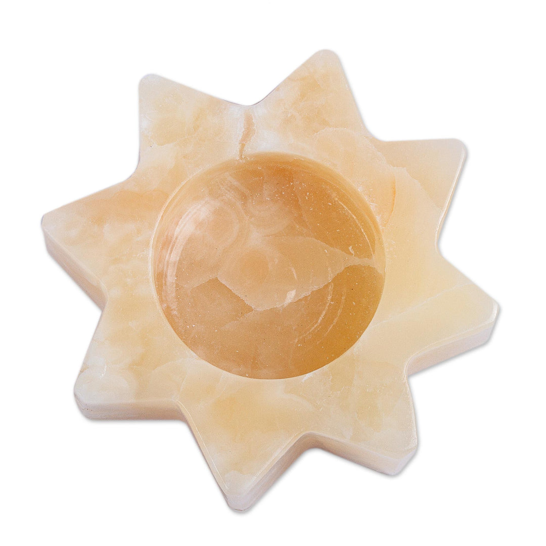 Pineapple Onyx Star Tealight Candleholder from Mexico - Citlalli