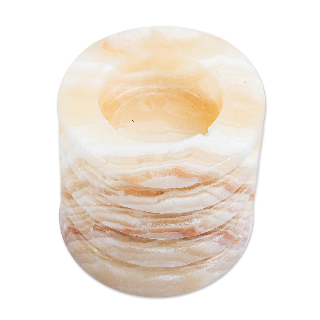 Natural Onyx Pillar-Shaped Tealight Holder - Pillar of Light