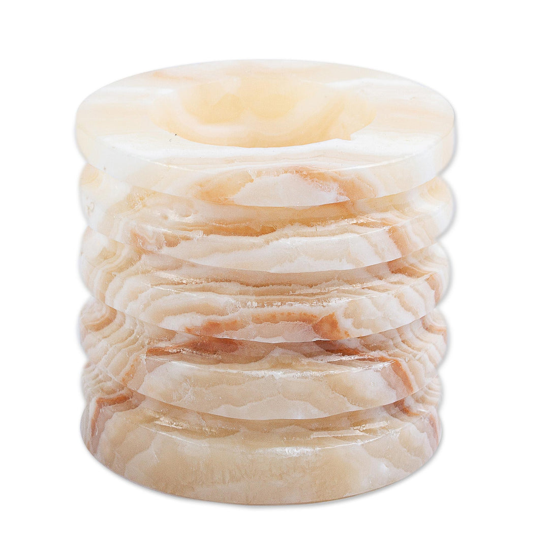 Natural Onyx Pillar-Shaped Tealight Holder - Pillar of Light