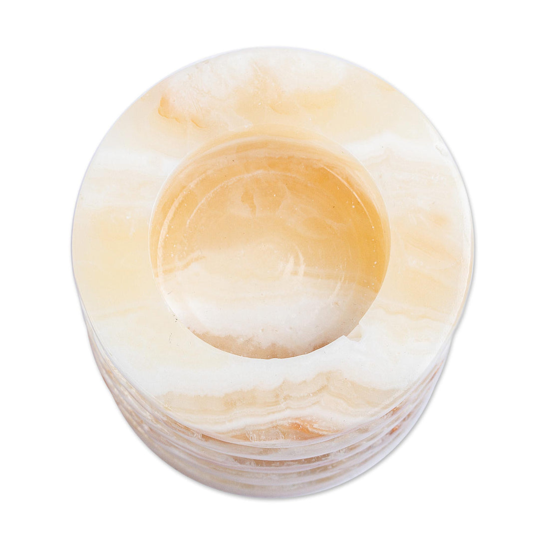 Natural Onyx Pillar-Shaped Tealight Holder - Pillar of Light