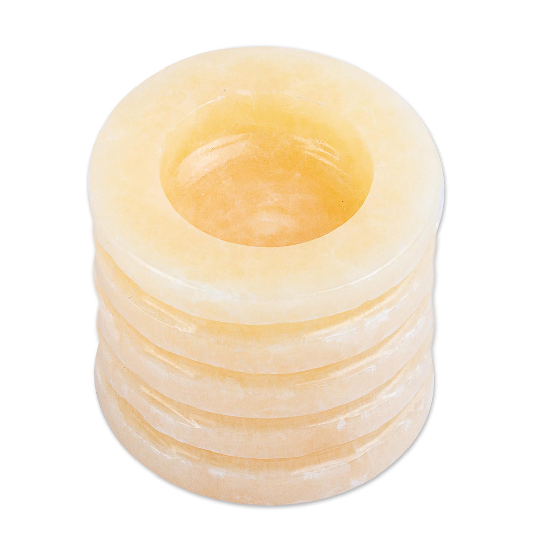 Hand Crafted Onyx Pillar Tealight Candle Holder - Glowing Pillar