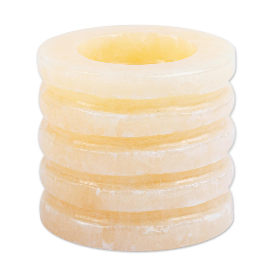 Hand Crafted Onyx Pillar Tealight Candle Holder - Glowing Pillar