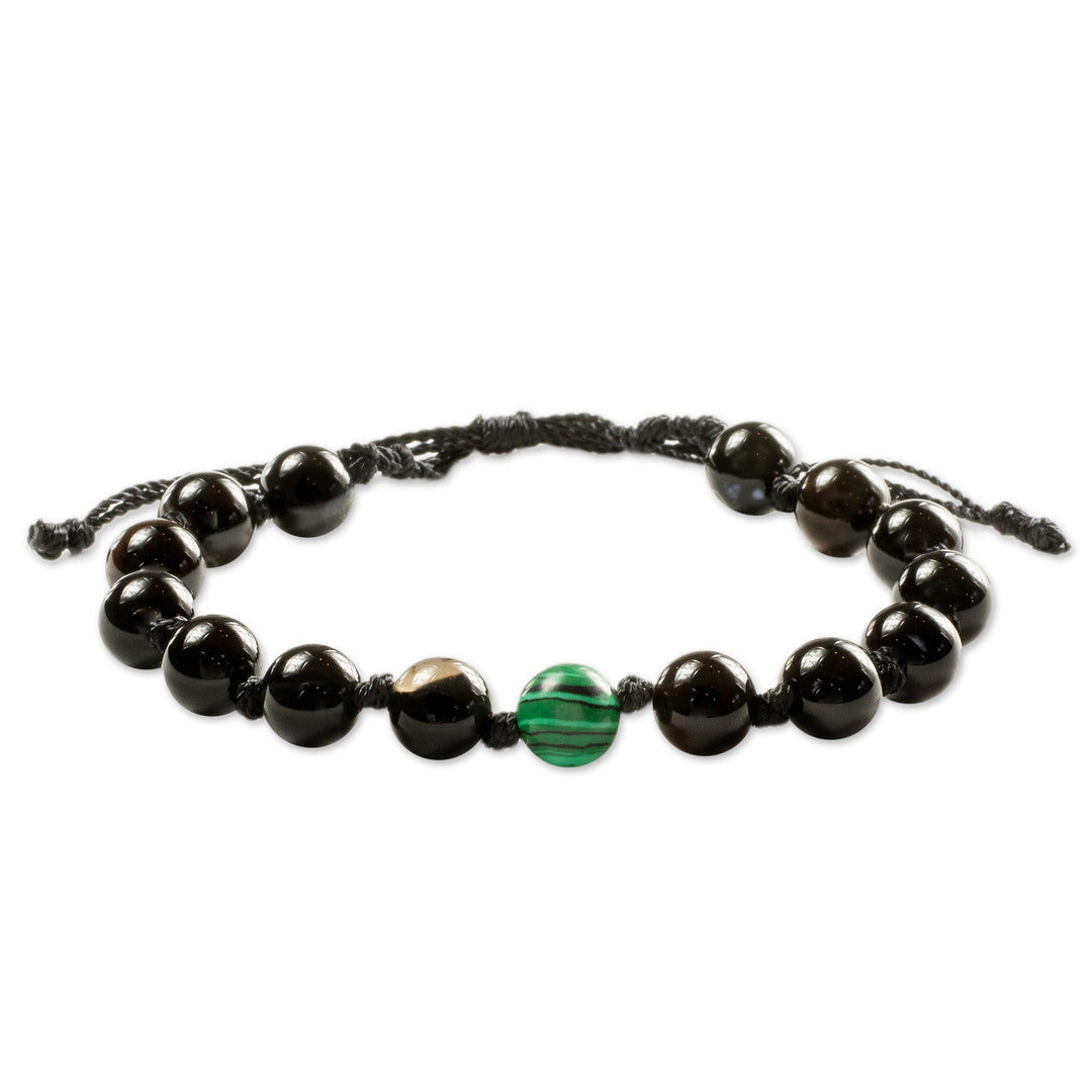 Onyx & Green Malachite Unity Bracelet from Guatemala - Together in Strength
