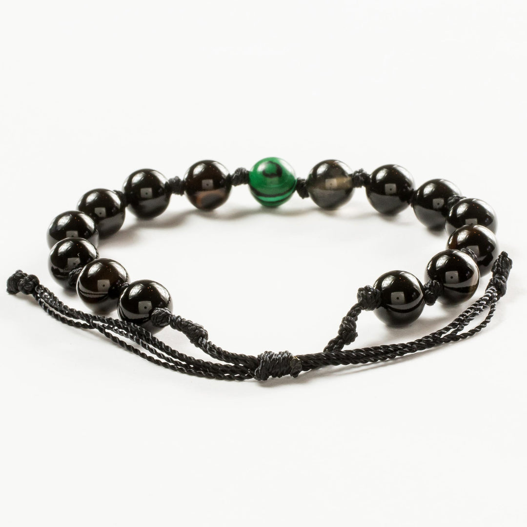 Onyx & Green Malachite Unity Bracelet from Guatemala - Together in Strength