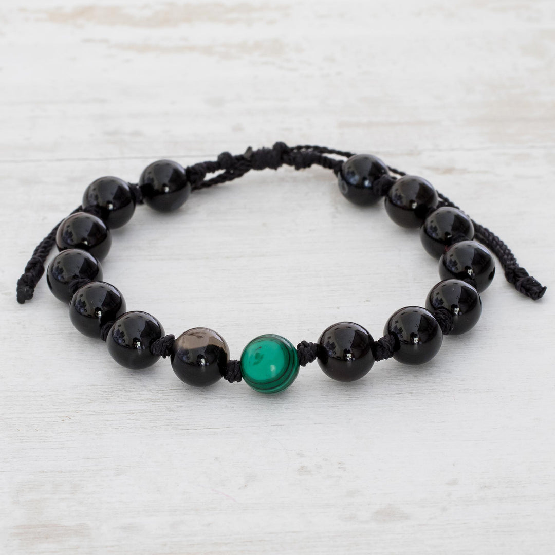 Onyx & Green Malachite Unity Bracelet from Guatemala - Together in Strength