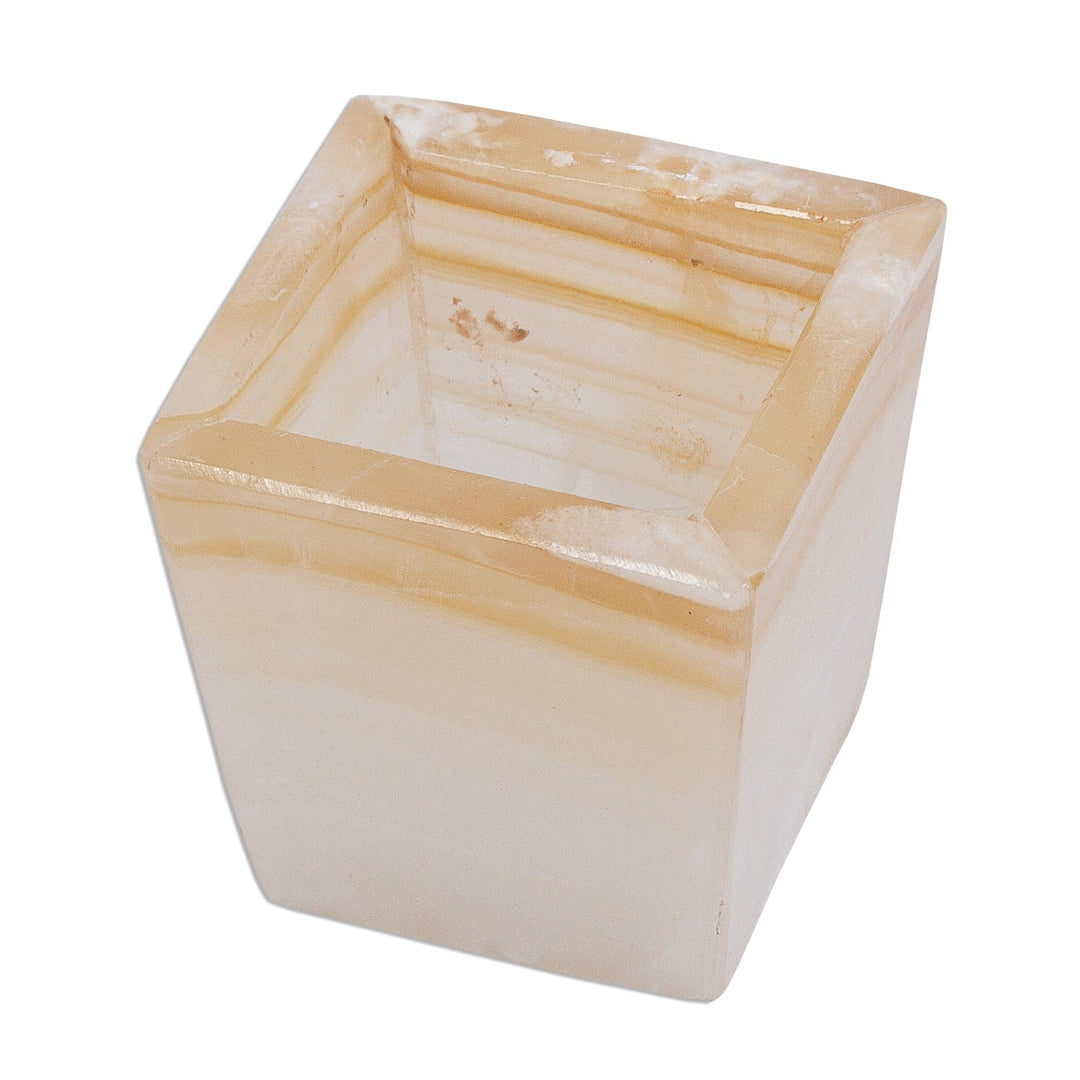Natural Cream Onyx Desk Set Hand Crafted in Mexico - Cream and Honey